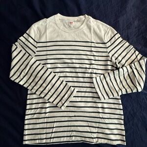 Levi's Classic White and Navy Striped Long Sleeve